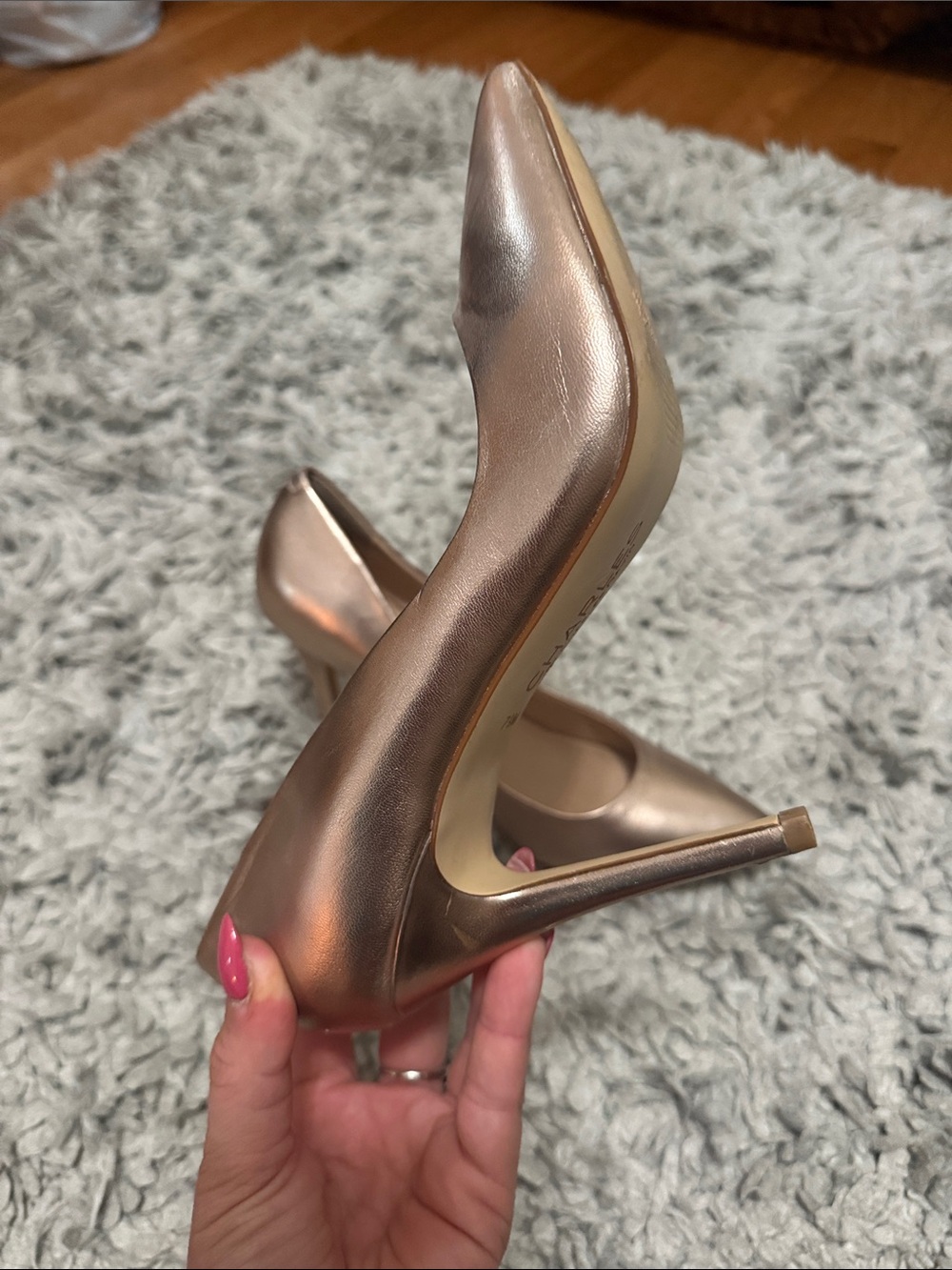 Charles By Charles David Metallic Rose Gold Pointed-Toe Pumps - Picture 5 of 9